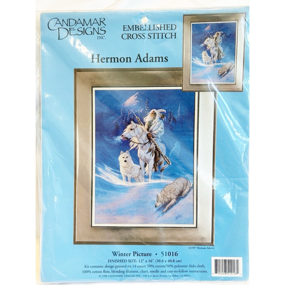 Candamar Hermon Adams Winter Picture Embellished Cross Stitch Kit 51016 New 2001